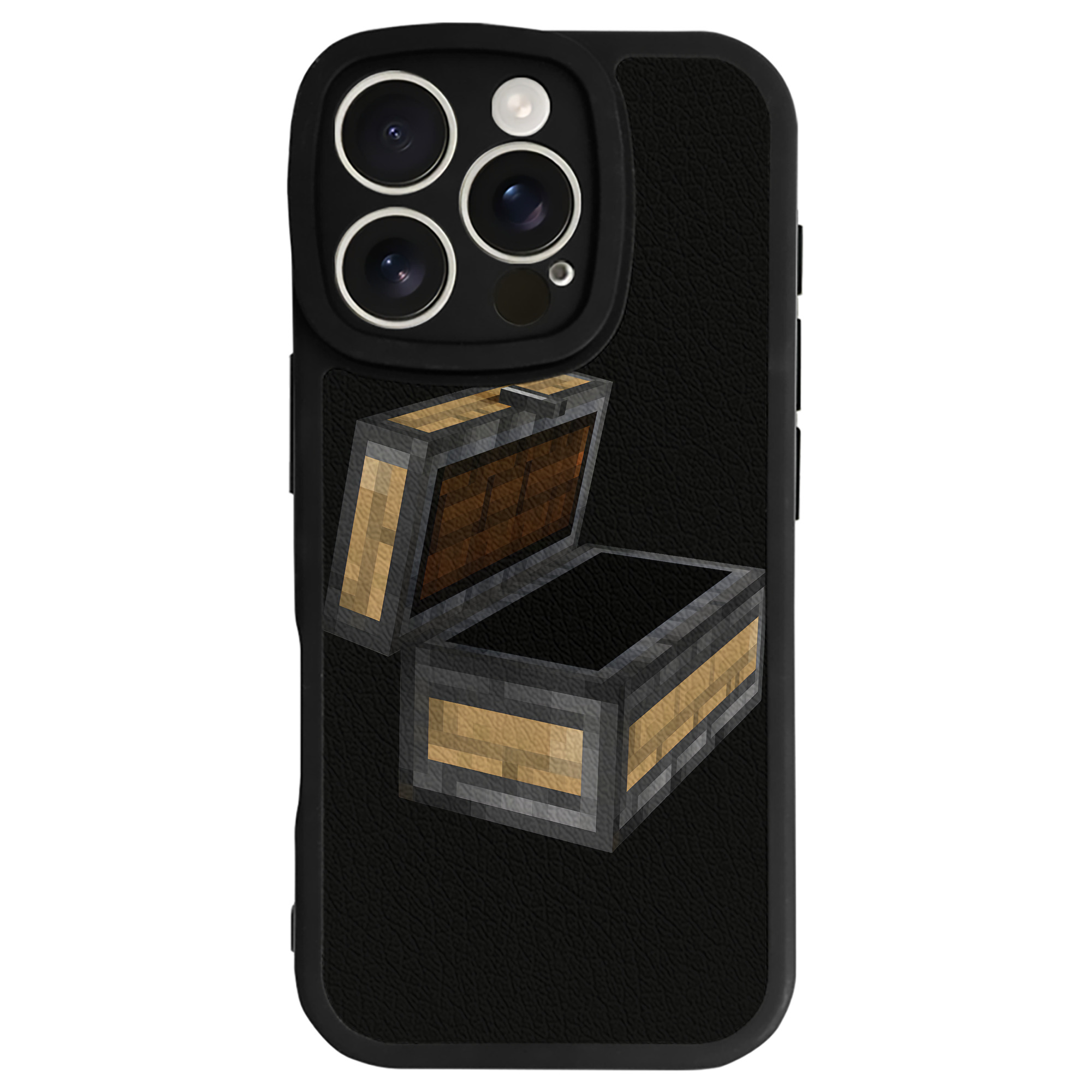 （画像用） マインクラフト ブロックの世界 Minecraft MC Block world 【iPhone 16シリーズ対応】シリコンスマホケース（レザー調） 材質：シリコン